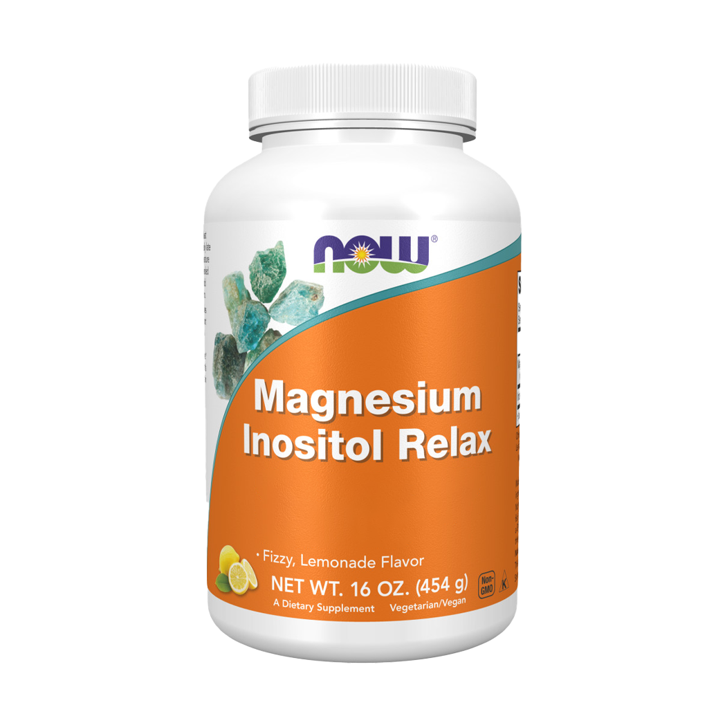 now foods magnesium inositol relax powder 454 grams front