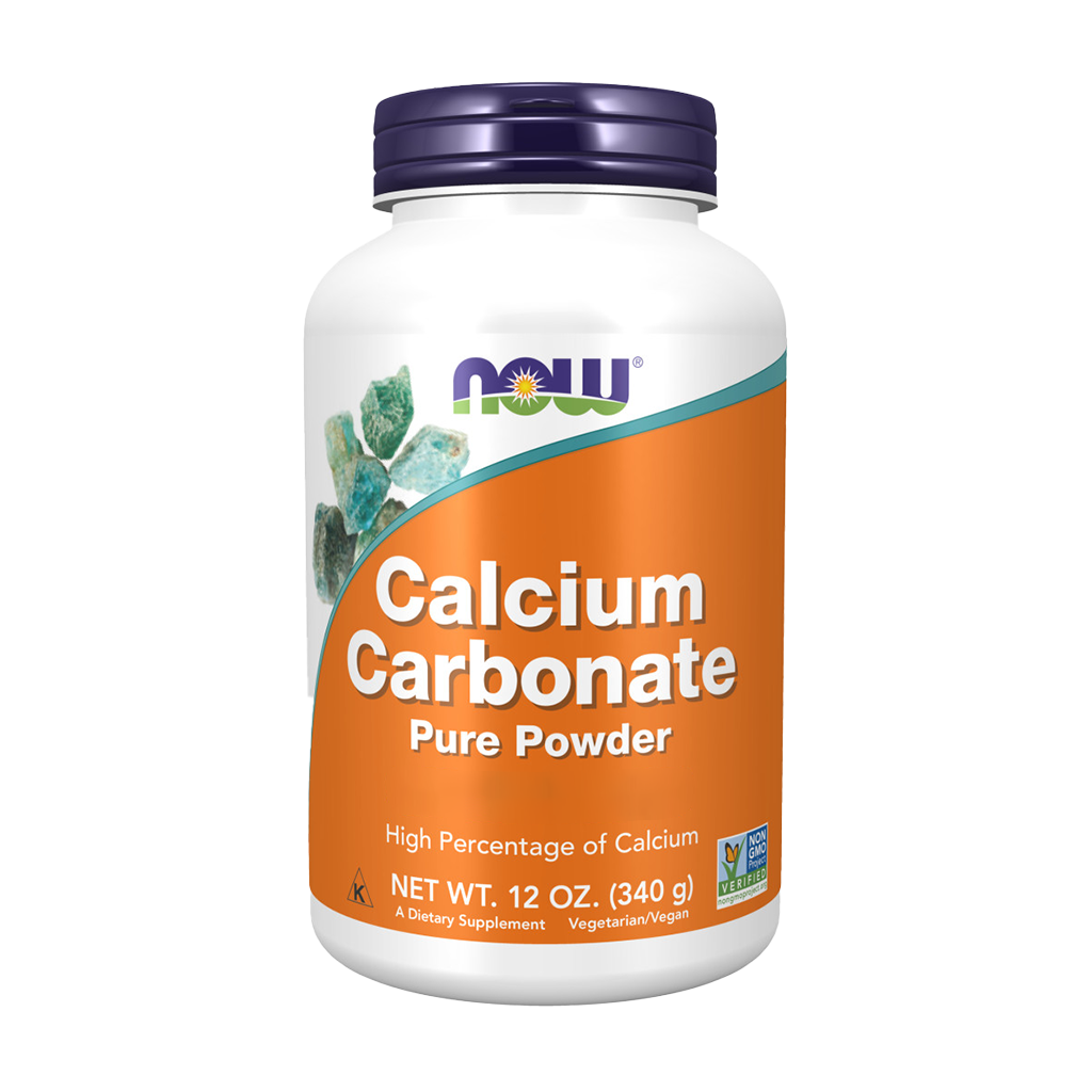 now foods calcium carbonate powder 340gr front