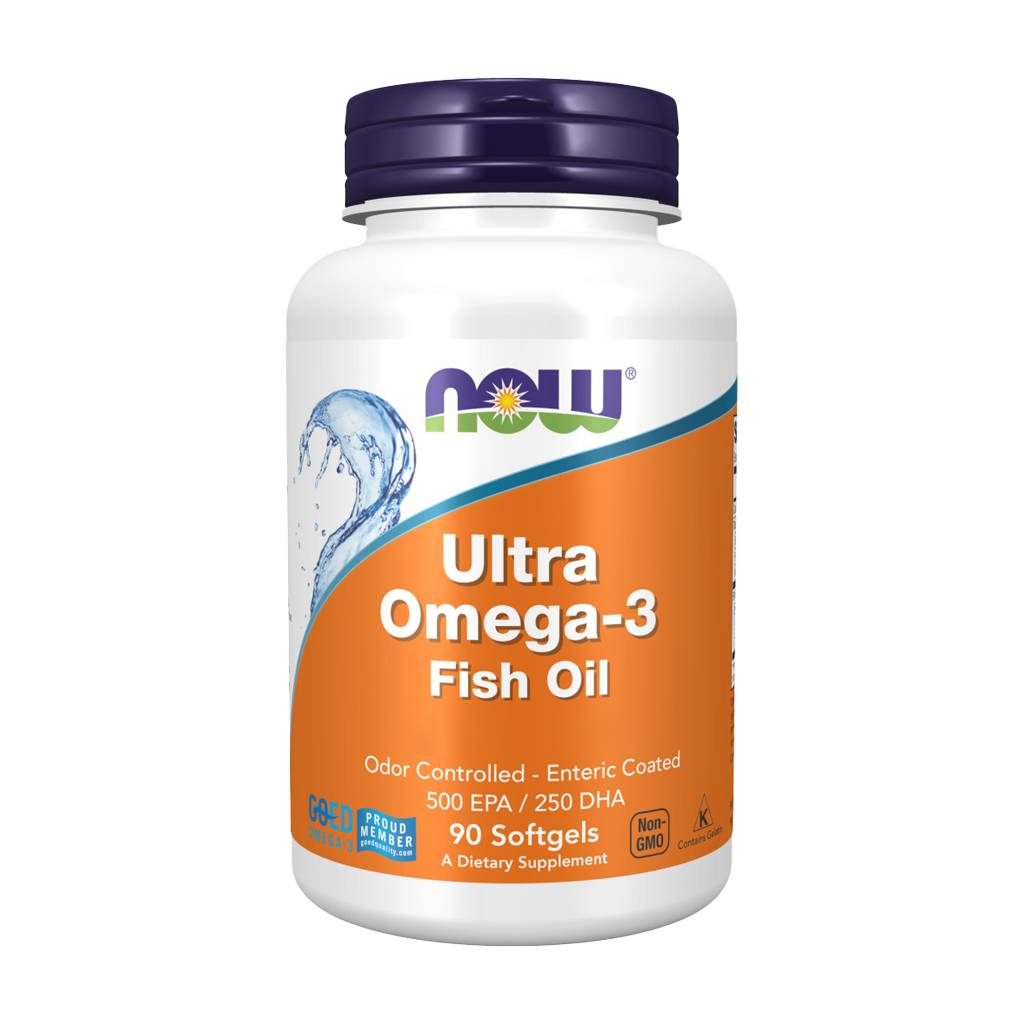 now foods ultra omega 3 fiskolja 90 softgels förpackningsfoto främre omslag