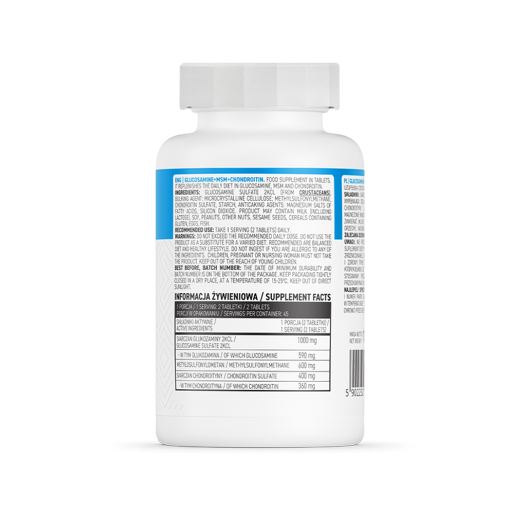 ostrovit glucosamine msm chondroitin 90 tablets backside