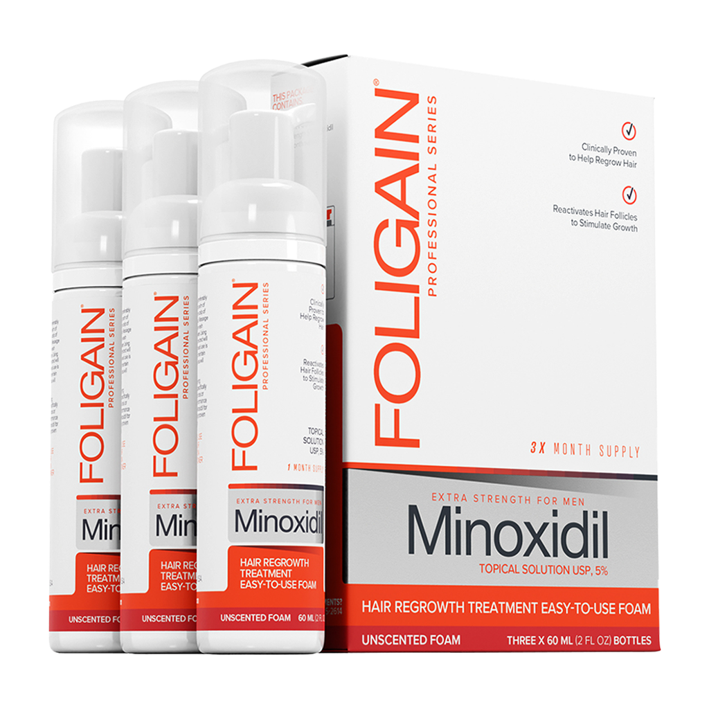 foligain minoxidil 5 hårväxt topisk lösning låg alkoholhalt för män 180 ml 1