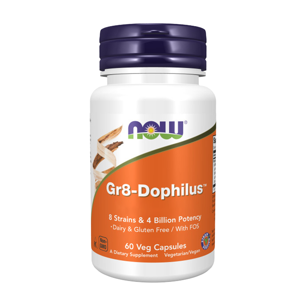 NOW Foods Gr8-Dophilus (60 kapslar) Framsida omslag