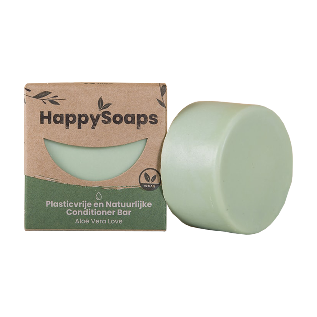 plastic-free and natural conditioner bar for groomed hair aloe vera love eco-friendly packaging