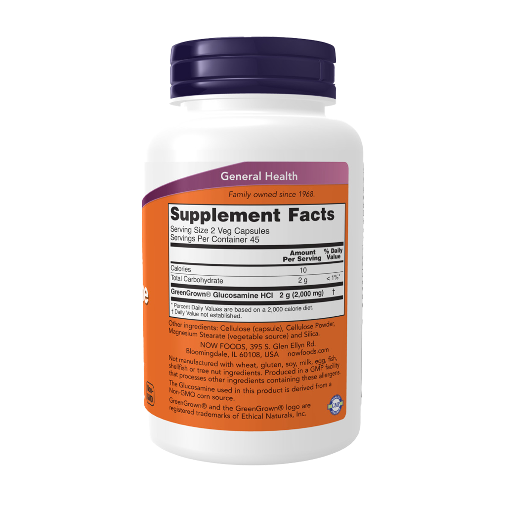 NOW Foods Glucosamine "1000" (vegeterian) (90 capsules) side label