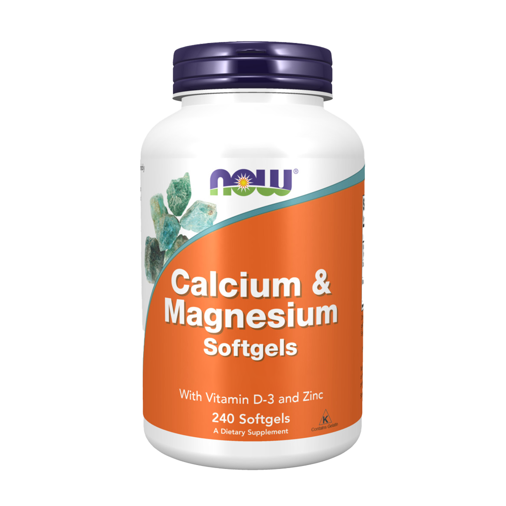 now foods calcium magnesium 240 softgels front cover