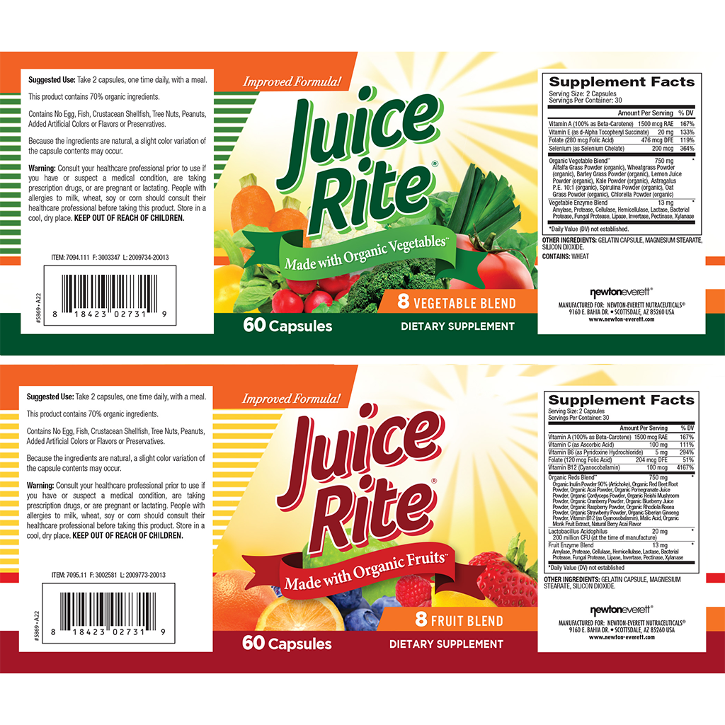 newton everett juice rite fruit vegetables 60caps label