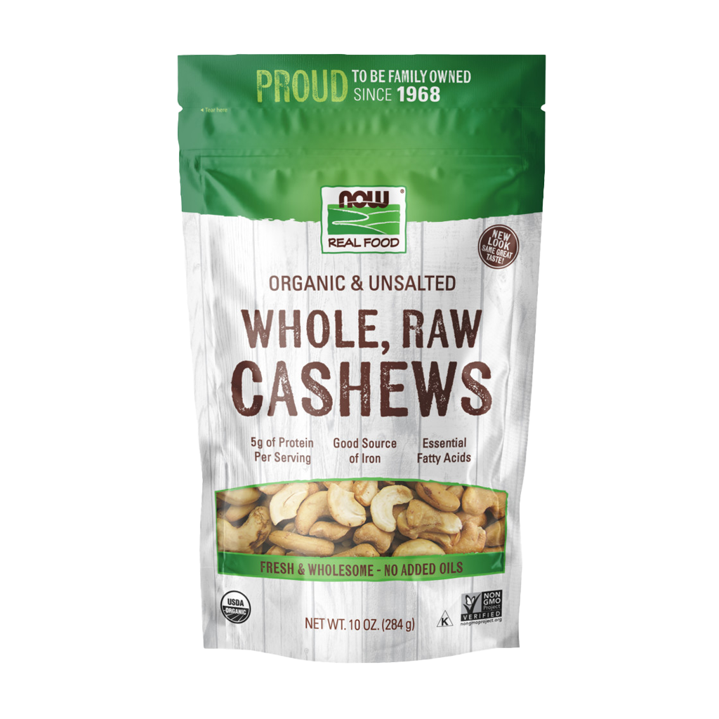 now foods cashews organic whole raw unsalted 284 grams 1